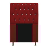 Cabeceira Lady Estofada com Strass 90 cm para Cama Box Solteiro Suede Vermelho Quarto - AM Decor