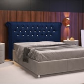 Cabeceira Solteiro Brescia P04 90 cm Suede Azul Marinho TCA 948 - Amarena Móveis