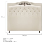 Cabeceira Yasmim Estofada Capitonê 140 cm para Cama Quarto Box Casal Suede Bege - Amarena