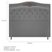 Cabeceira Yasmim Estofada Capitonê 140 cm para Cama Quarto Box Casal Suede Cinza - Amarena