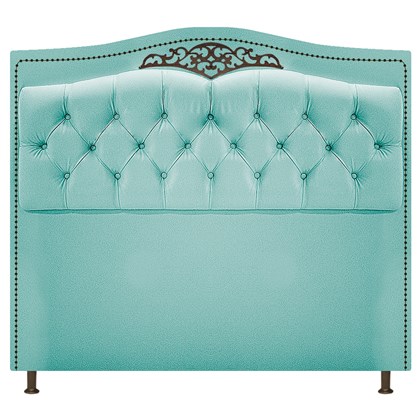Cabeceira Yasmim Estofada Capitonê 160 cm para Cama Quarto Box Queen Size Suede Azul Tiffany - Amarena