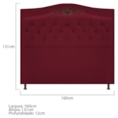 Cabeceira Yasmim Estofada Capitonê 160 cm para Cama Quarto Box Queen Size Suede Bordô - Amarena