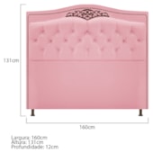 Cabeceira Yasmim Estofada Capitonê 160 cm para Cama Quarto Box Queen Size Suede Rosa Bebê - Amarena