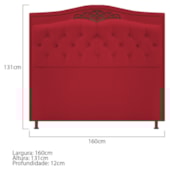 Cabeceira Yasmim Estofada Capitonê 160 cm para Cama Quarto Box Queen Size Suede Vermelho - Amarena