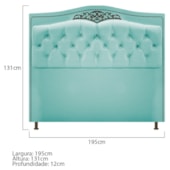 Cabeceira Yasmim Estofada Capitonê 195 cm para Cama Quarto Box King Size Suede Azul Tiffany - Amarena