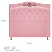 Cabeceira Yasmim Estofada Capitonê 195 cm para Cama Quarto Box King Size Suede Rosa Bebê - Amarena