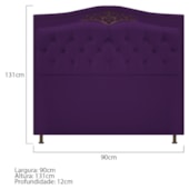 Cabeceira Yasmim Estofada Capitonê 90 cm para Cama Quarto Box Solteiro Suede Roxo - Amarena