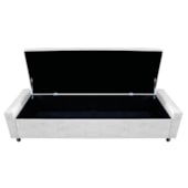 Calçadeira Baú Casal Everest P02 140 cm para cama Box Suede Branco - Amarena Móveis