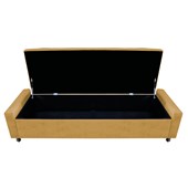 Calçadeira Baú Casal Everest P02 140 cm para cama Box Suede Mostarda - Amarena Móveis