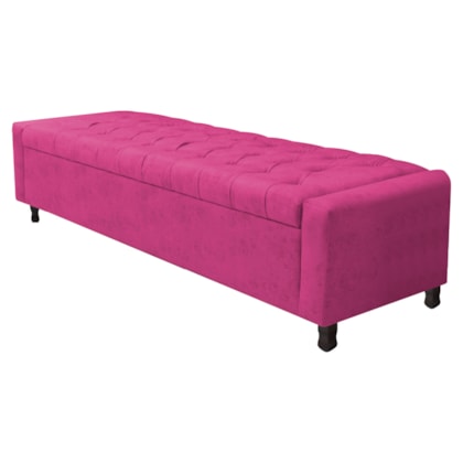 Calçadeira Baú Casal Everest P02 140 cm para cama Box Suede Pink - Amarena Móveis