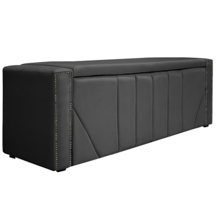 Calçadeira Baú Casal Minsk P02 140 cm para cama Box Linho Cinza Escuro - Amarena Móveis