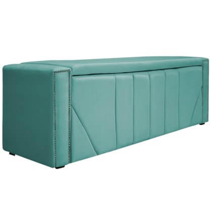 Calçadeira Baú Casal Minsk P02 140 cm para cama Box Suede Azul Tiffany - Amarena Móveis