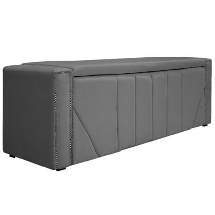 Calçadeira Baú Casal Minsk P02 140 cm para cama Box Suede Cinza - Amarena Móveis