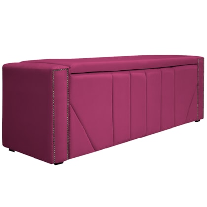 Calçadeira Baú Casal Minsk P02 140 cm para cama Box Suede Pink - Amarena Móveis