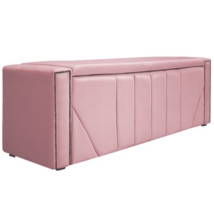 Calçadeira Baú Casal Minsk P02 140 cm para cama Box Suede Rosa Bebê - Amarena Móveis
