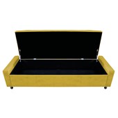 Calçadeira Baú King Everest P02 195 cm para cama Box Suede Amarelo - Amarena Móveis