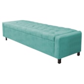 Calçadeira Baú King Everest P02 195 cm para cama Box Suede Azul Tiffany - Amarena Móveis