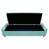 Calçadeira Baú King Everest P02 195 cm para cama Box Suede Azul Tiffany - Amarena Móveis