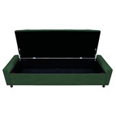 Calçadeira Baú King Everest P02 195 cm para cama Box Suede Verde - Amarena Móveis