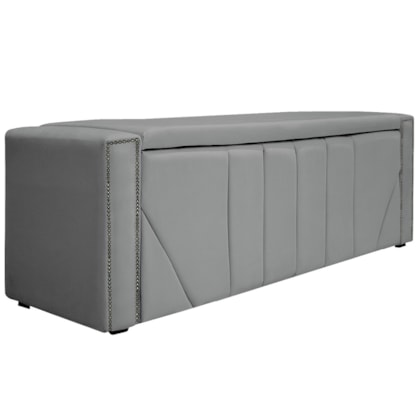 Calçadeira Baú King Minsk P02 195 cm para cama Box Corano Cinza - Amarena Móveis