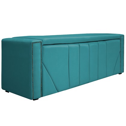 Calçadeira Baú King Minsk P02 195 cm para cama Box Suede Azul Turquesa - Amarena Móveis