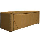 Calçadeira Baú King Minsk P02 195 cm para cama Box Suede Mostarda - Amarena Móveis