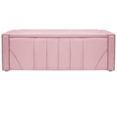 Calçadeira Baú King Minsk P02 195 cm para cama Box Suede Rosa Bebê - Amarena Móveis