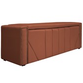 Calçadeira Baú King Minsk P02 195 cm para cama Box Suede Terracota - Amarena Móveis