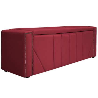 Calçadeira Baú King Minsk P02 195 cm para cama Box Suede Vermelho - Amarena Móveis