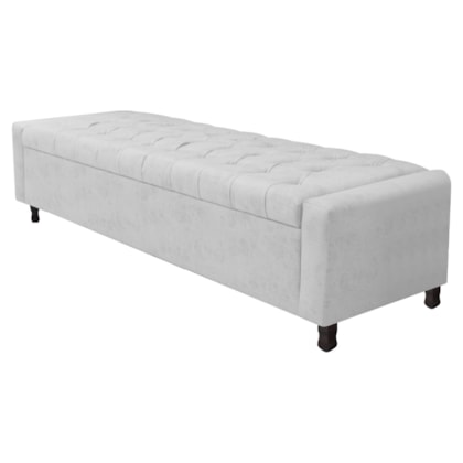 Calçadeira Baú Queen Everest P02 160 cm para cama Box Corano Branco - Amarena Móveis