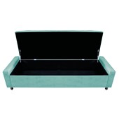 Calçadeira Baú Queen Everest P02 160 cm para cama Box Suede Azul Tiffany - Amarena Móveis