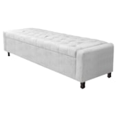 Calçadeira Baú Queen Everest P02 160 cm para cama Box Suede Branco - Amarena Móveis