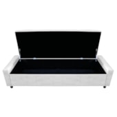 Calçadeira Baú Queen Everest P02 160 cm para cama Box Suede Branco - Amarena Móveis