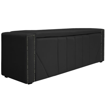 Calçadeira Baú Queen Minsk P02 160 cm para cama Box Corano Preto - Amarena Móveis