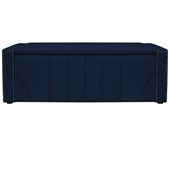 Calçadeira Baú Queen Minsk P02 160 cm para cama Box Suede Azul Marinho - Amarena Móveis