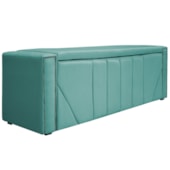 Calçadeira Baú Queen Minsk P02 160 cm para cama Box Suede Azul Tiffany - Amarena Móveis