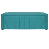 Calçadeira Baú Queen Minsk P02 160 cm para cama Box Suede Azul Turquesa - Amarena Móveis