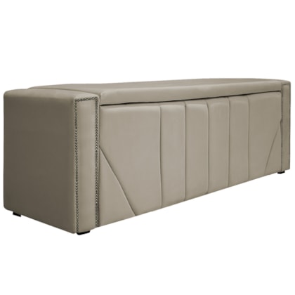 Calçadeira Baú Queen Minsk P02 160 cm para cama Box Suede Bege - Amarena Móveis