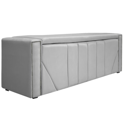 Calçadeira Baú Queen Minsk P02 160 cm para cama Box Suede Branco - Amarena Móveis