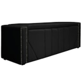 Calçadeira Baú Queen Minsk P02 160 cm para cama Box Suede Preto - Amarena Móveis