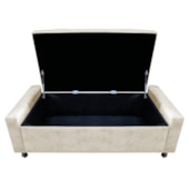Calçadeira Baú Solteiro Everest P02 90 cm para cama Box Linho Bege - Amarena Móveis