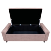 Calçadeira Baú Solteiro Everest P02 90 cm para cama Box Linho Rosê - Amarena Móveis