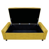 Calçadeira Baú Solteiro Everest P02 90 cm para cama Box Suede Amarelo - Amarena Móveis