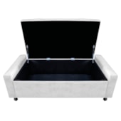 Calçadeira Baú Solteiro Everest P02 90 cm para cama Box Suede Branco - Amarena Móveis