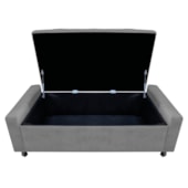 Calçadeira Baú Solteiro Everest P02 90 cm para cama Box Suede Cinza - Amarena Móveis