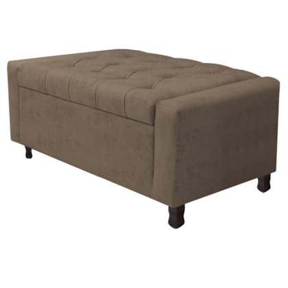 Calçadeira Baú Solteiro Everest P02 90 cm para cama Box Suede Marrom - Amarena Móveis