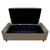 Calçadeira Baú Solteiro Everest P02 90 cm para cama Box Suede Marrom - Amarena Móveis