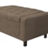 Calçadeira Baú Solteiro Everest P02 90 cm para cama Box Suede Marrom - Amarena Móveis