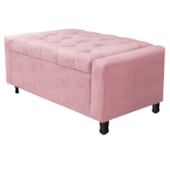 Calçadeira Baú Solteiro Everest P02 90 cm para cama Box Suede Rosa Bebê - Amarena Móveis