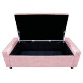 Calçadeira Baú Solteiro Everest P02 90 cm para cama Box Suede Rosa Bebê - Amarena Móveis
